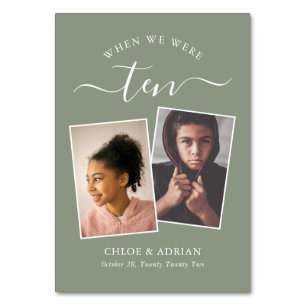 Through the Years Couple Photo Wedding Modern Table Number