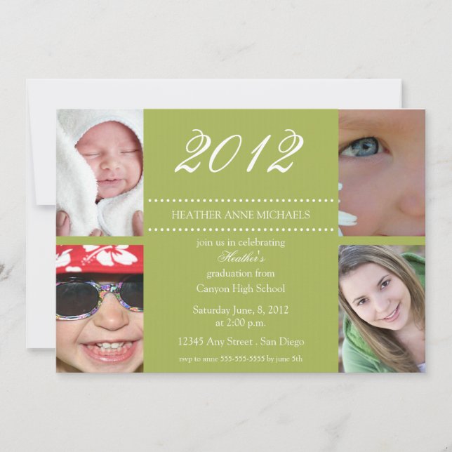 Through the Years Graduation Invitation-olive Invitation (Front)
