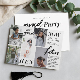 Through the Years - Now & Then Graduation 5 Photo Invitation