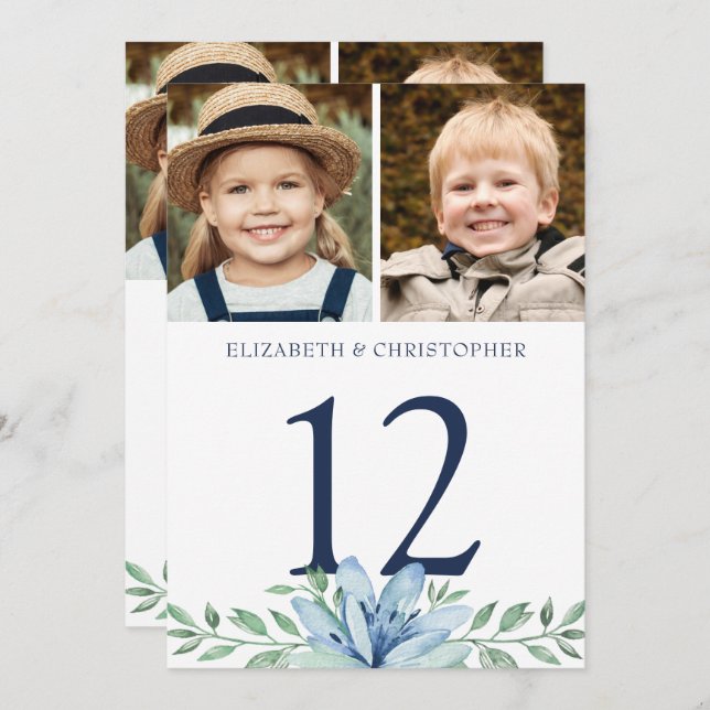 Through The Years Photos Wedding Table Number Sign (Front/Back)