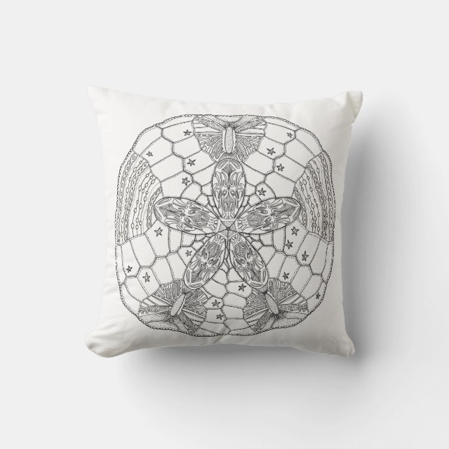 Throw black and white Pillow With Shell Design (Front)