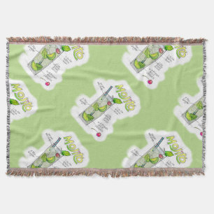 THROW BLANETS - MOJITO RECIPE COCKTAIL ART BLANKET