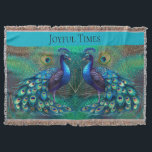 Throw Blanket<br><div class="desc">Blue Throw with peacocks. Proud feathery  friends make  a statement.  Blue and green bight and bold. Add a splash of colour to your decor. Personalise with any message.</div>