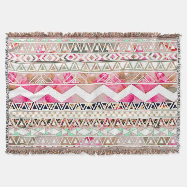 Throw Blanket/Aztec Tribal Pattern (Front)