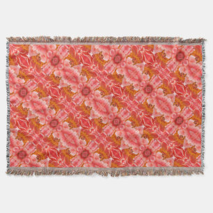 Throw Blanket Coral Peony Pattern