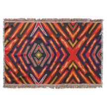Throw Blanket Fiery Red Orange Black 