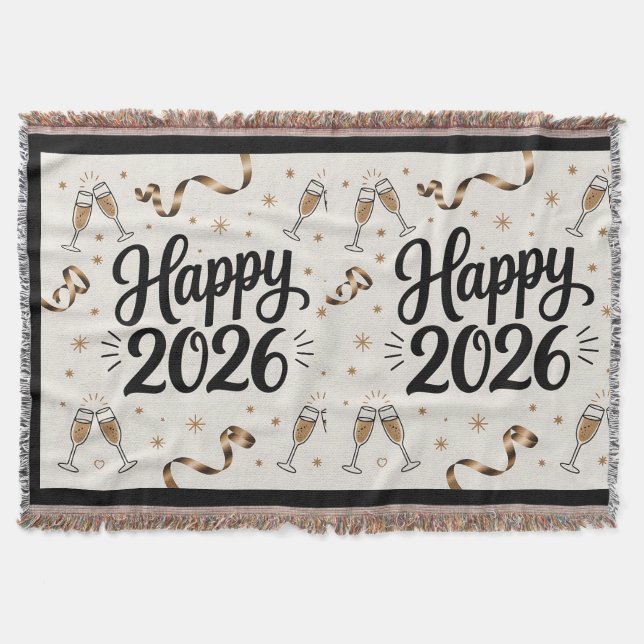 Throw Blanket-Happy New Year 2026 Blanket (Front)