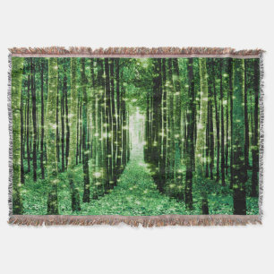 Throw Blanket Magical Forest Green Mystery
