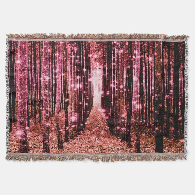 Throw Blanket Magical Forest Peach Pink (Front)