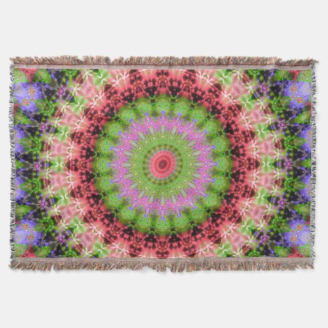 Throw Blanket Mandala round pattern kaleidoscope (Front)
