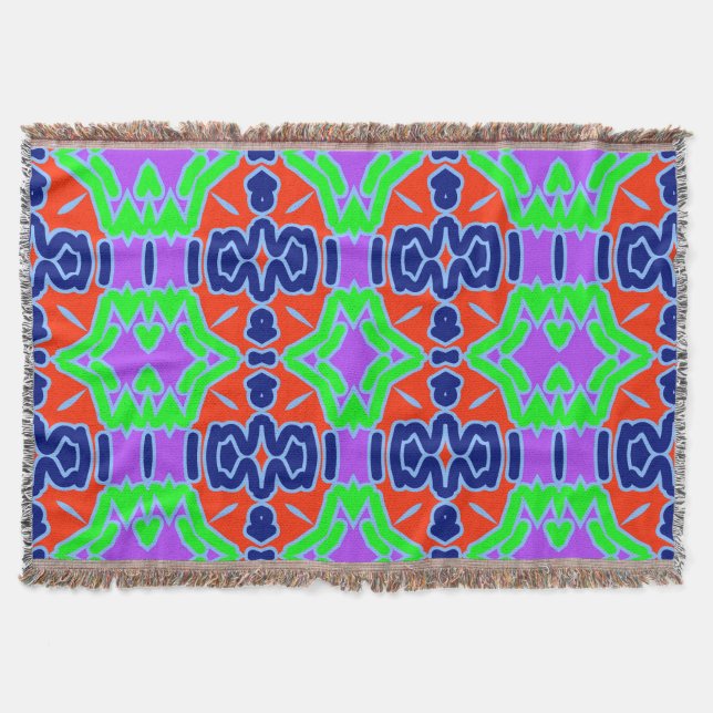 Throw Blanket, Modern multicolor fabric pattern  Blanket (Front)