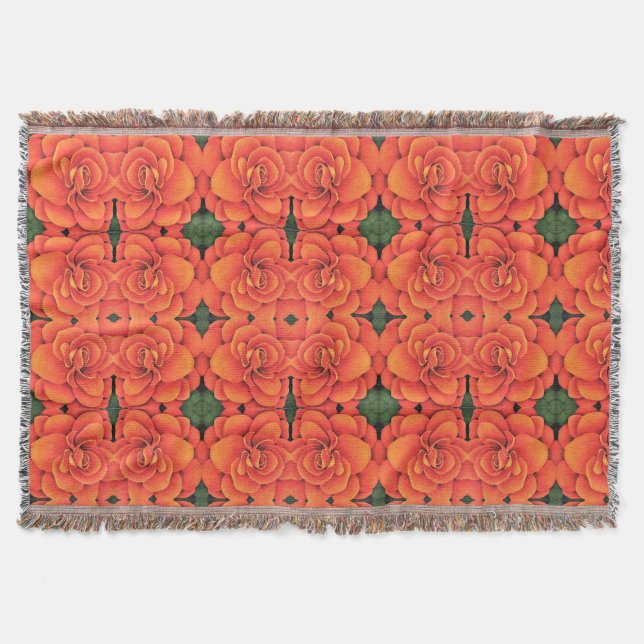Throw Blanket Orange Begonia (Front)