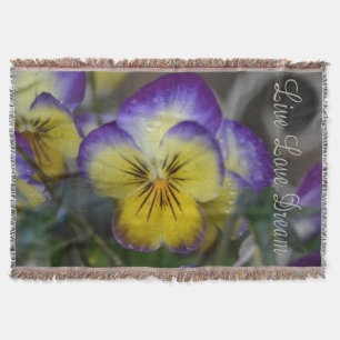 Throw Blanket/Purple & Yellow Pansy Blanket