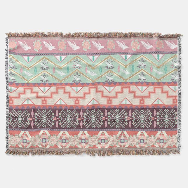 Throw Blanket/Tribal Pattern Blanket (Front)