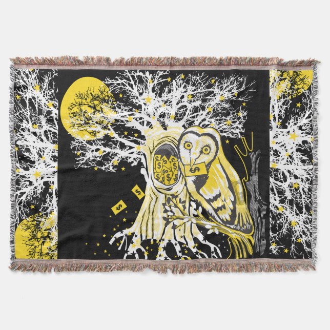 Throw Blanket – Urban Tree Owl & Wealth Surreal  (Front)