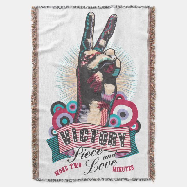 Throw Blanket Victory Peace & Love Pop-Art Design (Front Vertical)