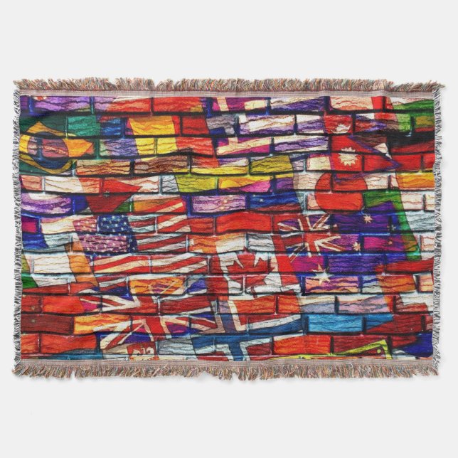 Throw Blanket/ World Flags (Front)