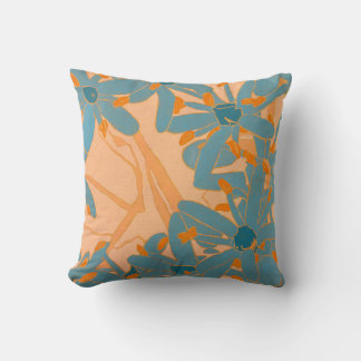 Throw Cushion Contemporary Leaf Design in Peach