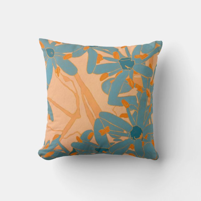 Throw Cushion Contemporary Leaf Design in Peach (Front)
