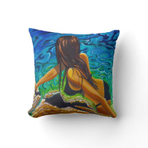 Throw Cushion Woman in Rock Pool