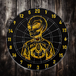 Throw Darts, Not UFOs: Alien Gold Edition Dartboard