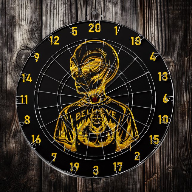 Throw Darts, Not UFOs: Alien Gold Edition Dartboard (Creator Uploaded)
