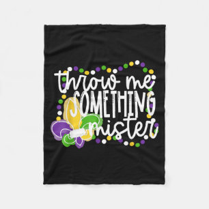 Throw Me Soing Mister Mardi Gras Beads New Orleans Fleece Blanket