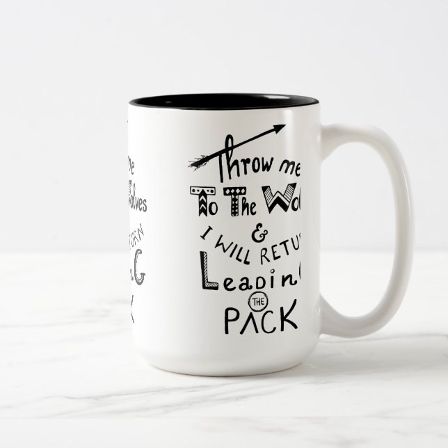 Throw me to the wolves! Motivational quote Two-Tone Coffee Mug (Right)