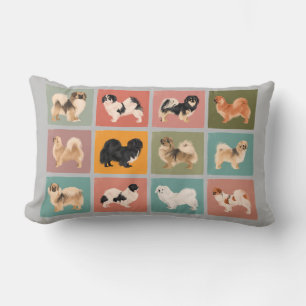 Throw Pillow: 12 Tibetan Spaniels Lumbar Cushion