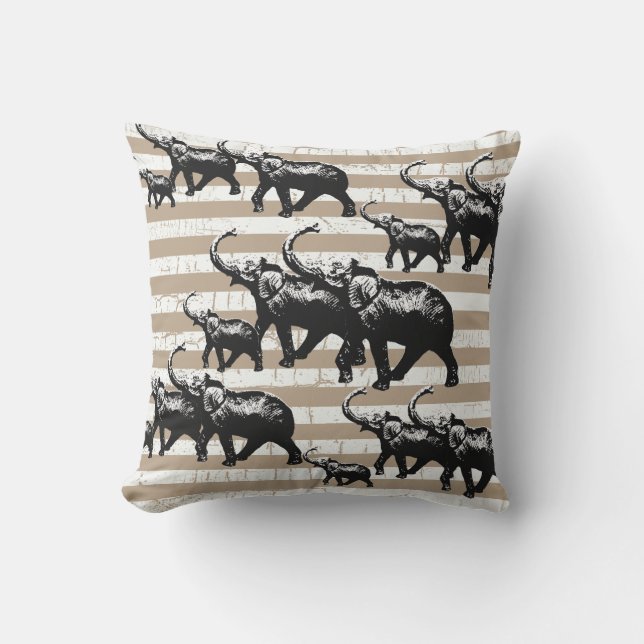 Throw Pillow 16" x 16" elephants (Front)