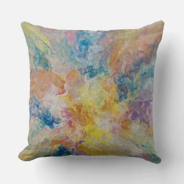 Throw Pillow - abstract colorful multi-colored fun (Front)