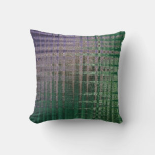 Throw Pillow, Abstract Grunge Plaid Cushion