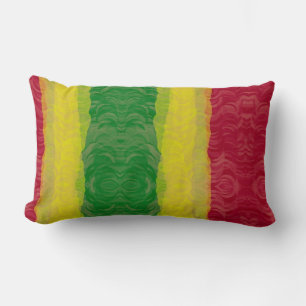 Throw Pillow, Abstract Rasta Red Yellow Green Lumbar Cushion