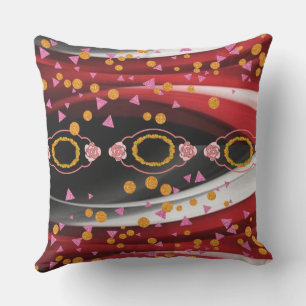 Throw Pillow, Abstract Red Black White Cushion
