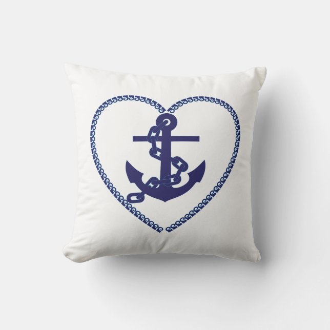 Throw Pillow/Anchors with Heart Cushion (Front)