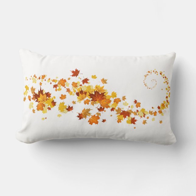 Throw Pillow-Autumn Leaves Lumbar Cushion (Front)