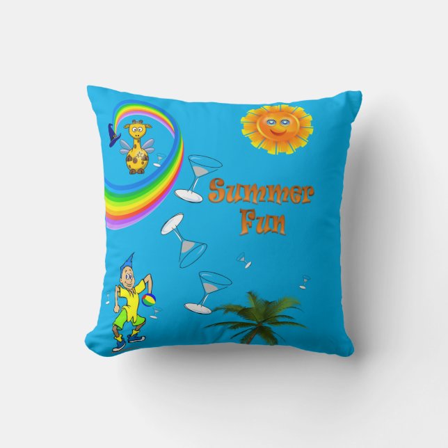 Throw Pillow Beach Fun (Front)