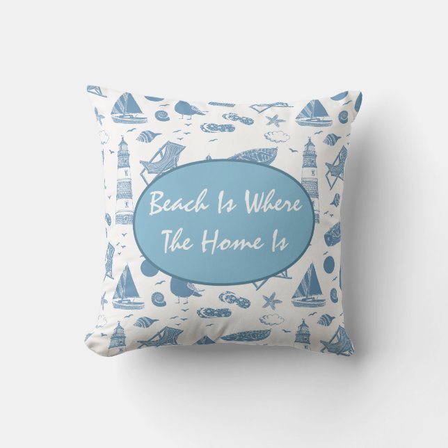 Throw Pillow-Beach Theme Cushion (Front)