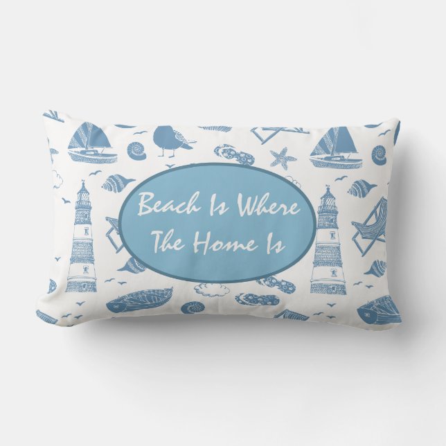 Throw Pillow-Beach Theme Lumbar Cushion (Front)