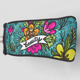 Throw Pillow Beauty with Flowers Golf Head Cover