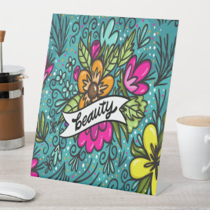 Throw Pillow Beauty with Flowers Pedestal Sign