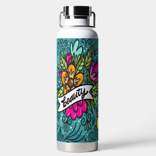 Throw Pillow Beauty with Flowers Water Bottle