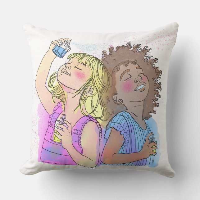 Throw Pillow Besties Perfume (Front)