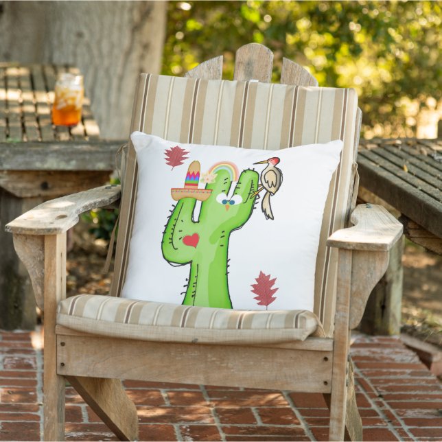 Throw Pillow Bird Cactus  (Chair)