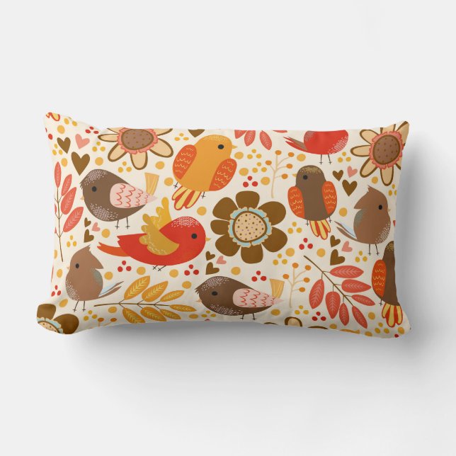 Throw Pillow-Birds Lumbar Cushion (Front)