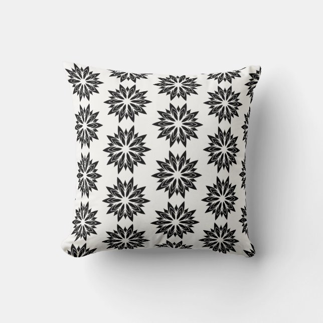 Throw Pillow-Black Floral Cushion (Front)