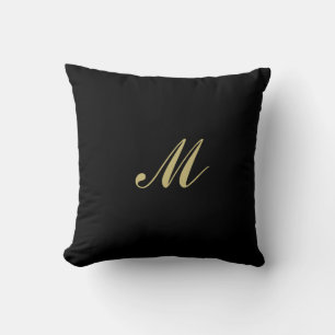 Throw Pillow Black Gold Custom Monogram