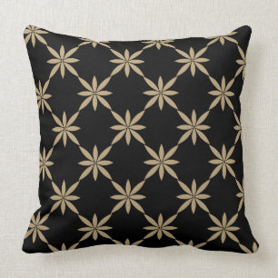 Throw Pillow-Black Tan Gold Cushion