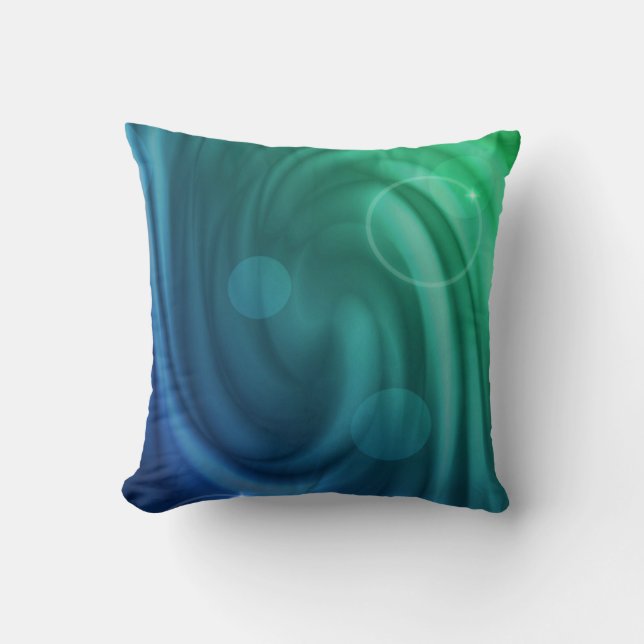Throw Pillow Blue And Green Vortex (Front)
