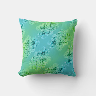Throw Pillow - Blue/Green Nasturtiums